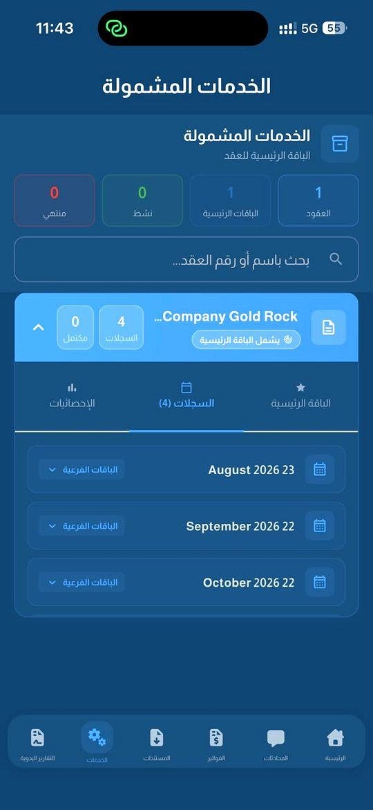الخدمات المشمولة